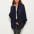 thumbnail image 5 of Lilgiuy Women's Casual Solid Color Loose Knit Top Long Sleeve Cardigan Sweater V-Neck Sweater,Blue,6 Dresses for 2022, 5 of 5