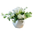 thumbnail image 2 of Artificial Flowers in Vase Fake Floral Arrangements, White Faux Rose Table Centerpiece Flower Decor for Home Office Kitchen Restaurant Wedding Decoration Table, 2 of 8