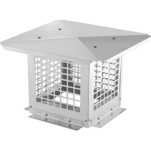 Chimney Cap-12x12 Inch Square Stainless Steel Adjustable Bottom Mesh Covers Clay Flue Compatible