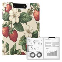 FORMRS A4 Clipboard Folder with Pen Holder Horizontal Foldable School Office Binder, Beige Strawberry