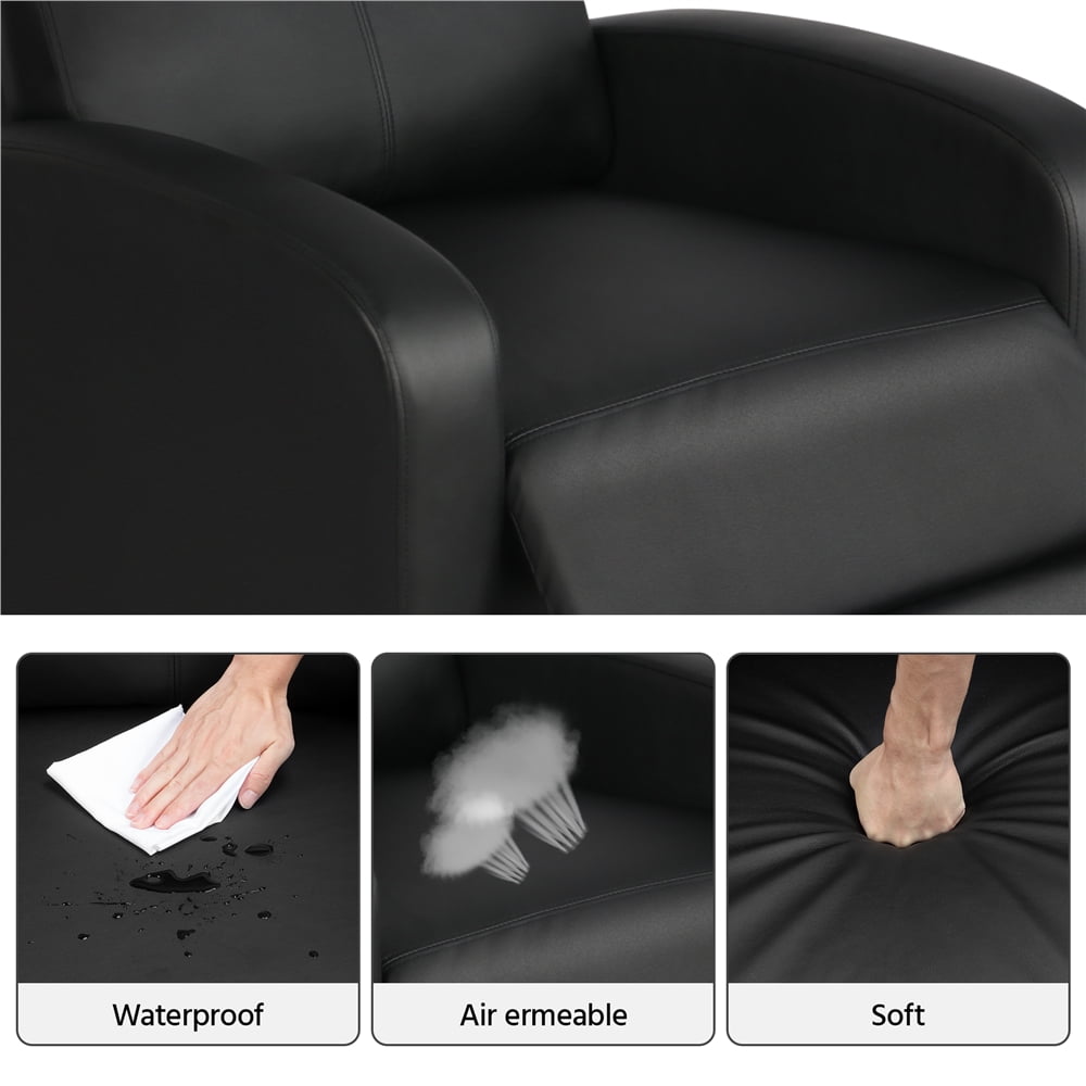 Renwick Faux Leather Push Back Theater Recliner, Set of 2, Black