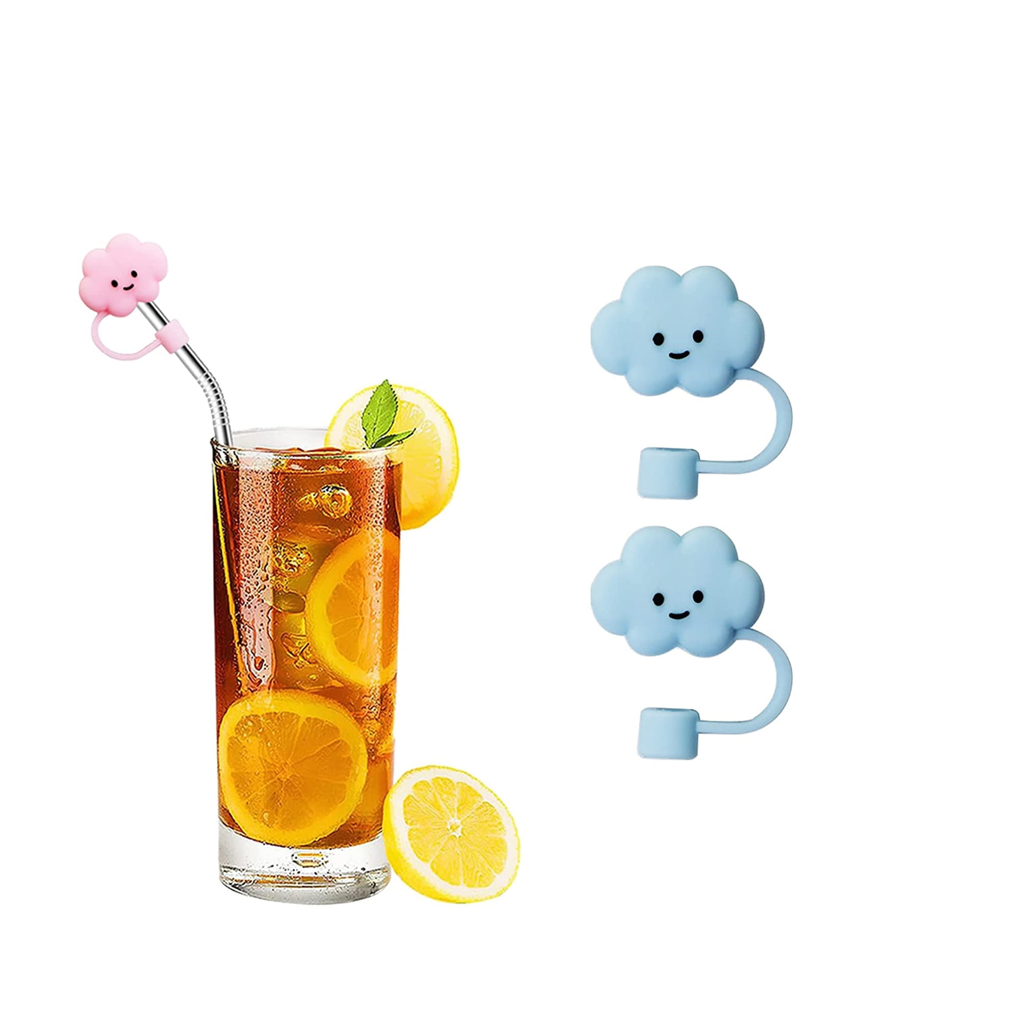 Elec Space 2Pcs Cloud Straw Cover, 610mm Straw Covers Cap, Silicone Straw Cover Cloud, Reusable