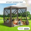 thumbnail image 6 of COBIZI 8x8 Pop up Gazebo Tent, Ez up Waterproof Screen Tent Screen House, Portable Outdoor Canopy Sun Shelter with Carry Bag & Ground Stakes for Camping, Garden and Picnics, Brown, 6 of 6