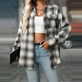 thumbnail image 3 of Kixjoy Flannel Shirt Women Long Sleeve Button Down Plaid Shirt Lightweight Casual Winter Tops Plus Size Fashion Fall Tops for Women 2025 with Pockets, Gray XL, 3 of 6