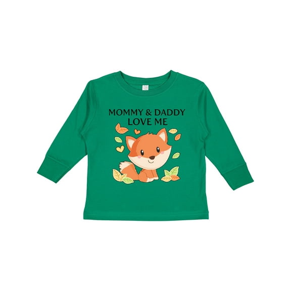 Inktastic Mommy and Daddy Love Me- little fox Boys or Girls Long Sleeve Toddler T-Shirt