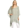 thumbnail image 5 of Sakkas Regina Women's Lightweight Stonewashed Poncho Top Blouse Caftan Cover up - Stone - One Size Regular, 5 of 5