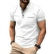 thumbnail image 1 of Camisa Elvqul de Hombre de Color Sólido Blanco Manga Corta Cuello Mao Casual Botones, 1 of 7