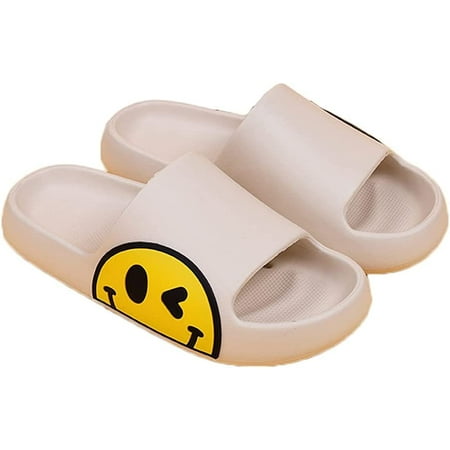 

Cute Smiley Face Slippers Sandals for Women and Men Soft Lightweight Thick Sole Comfy House Slippers Indoor Outdoor Smile Slippers Non-slip Flat Slides