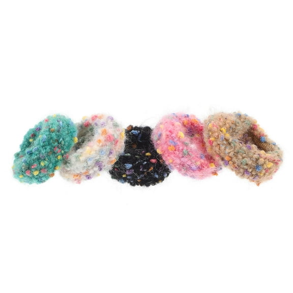 GAXIRE Fuzzy Scrunchies for Women Elastic Ponytail Holder Assorted Color 5 Pcs