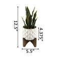 thumbnail image 4 of Flora Bunda Large 12" Realistic Looking Artificial Snake Plant in Dimple Ceramic Pot with Wooden Stand for Outdoor Indoor Home or Office D√©cor Artificial Plant, Fake Plant, 4 of 4