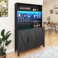 thumbnail image 5 of Craftian Tall Bar Cabinet with LED Lights & Wine Rack, Kitchen Buffet Cabinet with Beverage Dispenser, Black, 5 of 8