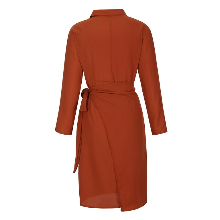 Cotton Solid Lapel Bandage Knee Length Casual Coats Cotton Solid Lapel Bandage Knee Length Casual Coats