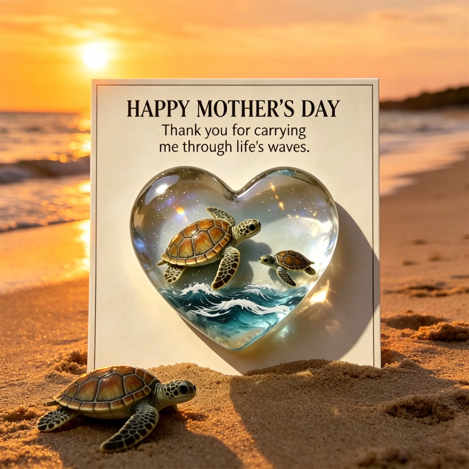 10Pcs Mothers Day Gift Card Holder, Fufafayo Mother's Day Gift Card Holder, Themed Pocket Gift Card Decoration, Sea Turtle Greeting Card Envelope for Birthday Wedding Celebration, Cute Gift Card