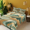 thumbnail image 2 of Ambesonne Mid Century Modern Boho Fitted & Top Sheet Set with Shams, Landscape, Amber Teal Burnt Orange, 2 of 5