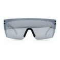 thumbnail image 3 of Polarized Rimless Oversized Shield Flat Top High Temple Plastic Sport Sunglasses Black Silver - Silver Mirror, 3 of 8