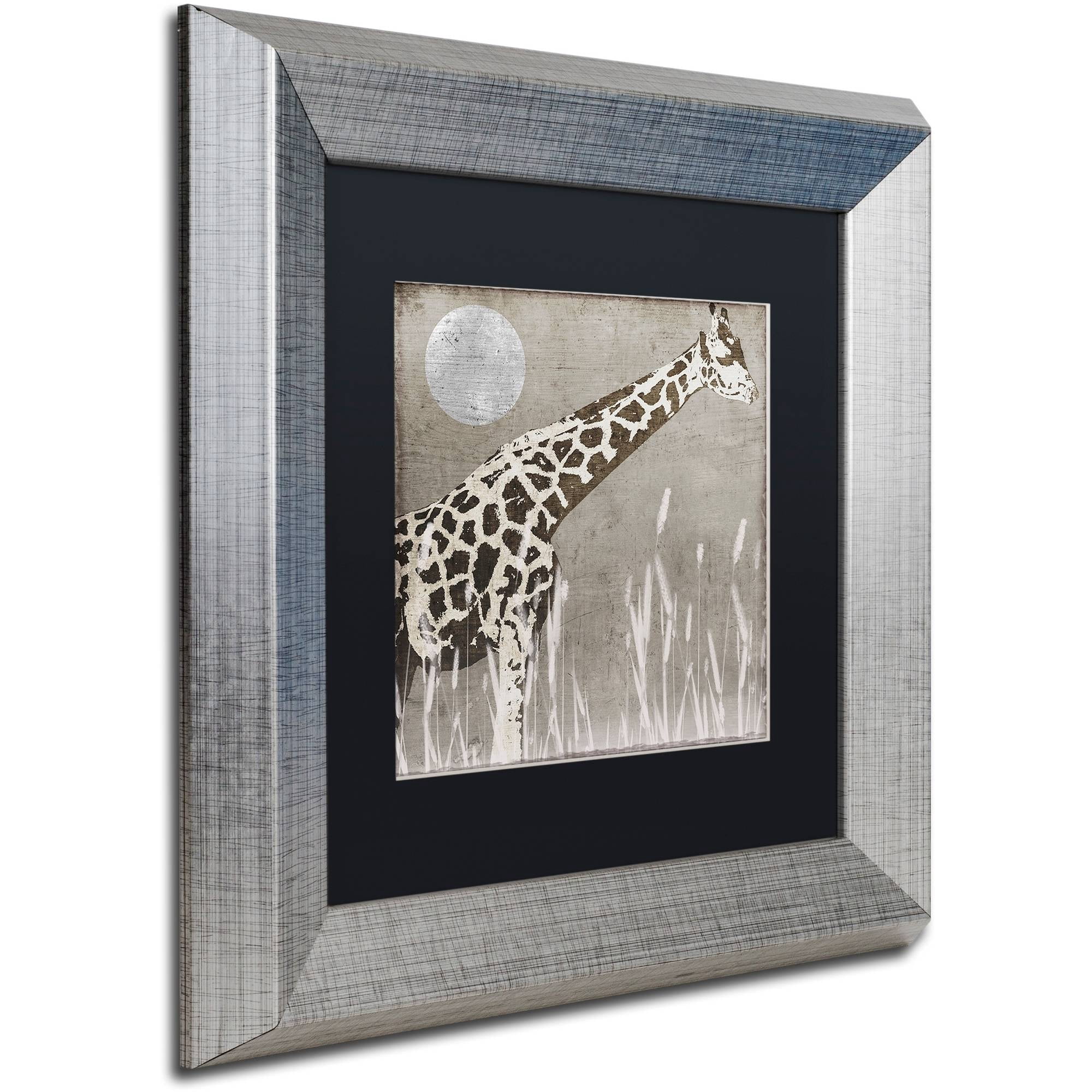 Trademark Fine Art "Moon Giraffe" Canvas Art by Color Bakery Black Matte, Silver Frame