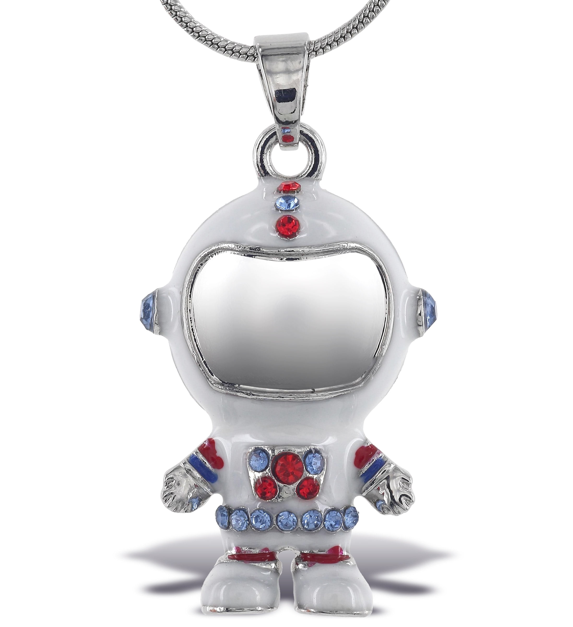 Aqua79 Astronaut Sparkling Crystal Pendant Necklace