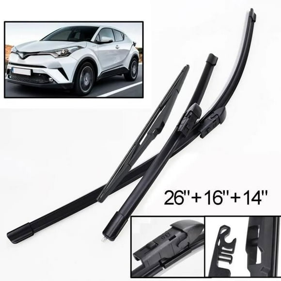 Set of 3 Front + Rear Wiper Blades For Toyota C-HR CHR 2016 2017 2018 2019 2020 2021 2022 2023