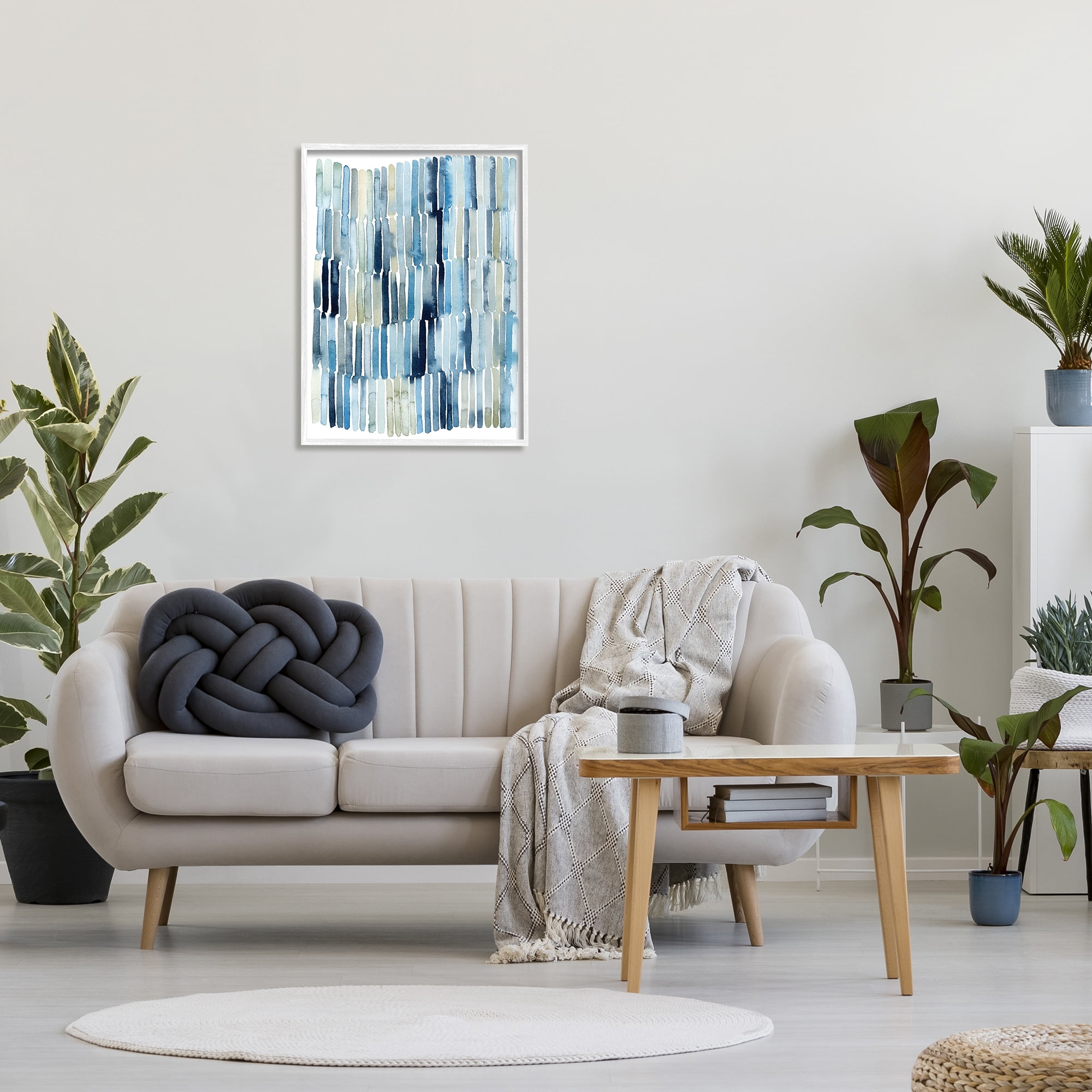 Stupell Industries Nautical Inspired Abstraction Blue Beige Blocked Lines Painting Framed Art Print Wall Art, 24x30, By Grace Popp