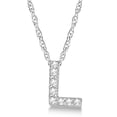 thumbnail image 1 of Petite Pave Diamond Initial Pendant Necklace 14k White Gold, 1 of 1