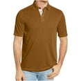 thumbnail image 2 of WREESH Men's Solid Henley Shirts Short Sleeve Turndown Collar Shirt for a Classic and Versatile Look Khaki, 2 of 8