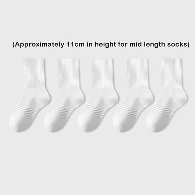 5pc Socks Men's Summer Socks Sweat Absorbent Mid Tube Socks Black Business Sports Stockings