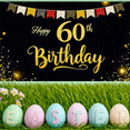 thumbnail image 7 of Glittery Gold Happy 60th Birthday Backdrop Banner with Patterned Flags Party Decorations Photography Props Birthday Party Supplies Celebration Decor, 7 of 7