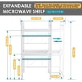 thumbnail image 3 of Microwave Oven Rack, Expandable Microwave Stand Countertop Kitchen Utensils Tableware Storage, Carbon Steel Over Microwave Shelf Countertop 3 Tier with 3 Hooks, 3 of 14