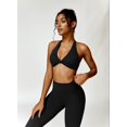 thumbnail image 4 of PISONIC Workout Sets for Women 2 Piece Twist Front Halter Sports Bras High Waist Biker Shorts Exercise Gym Yoga Outfit, 4 of 9