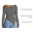 thumbnail image 4 of Camiseta PRETTYGARDEN Y2K con Hombros Descubiertos y Bajo Asimétrico Gris XL, 4 of 9