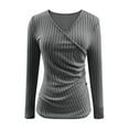thumbnail image 6 of BLVB Women's Long Sleeve Tops Slim Fitted V Neck Wrap Going out Top Casual Ribbed Knit Sweaters Trendy Fall Blouse, 6 of 6