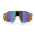 thumbnail image 1 of Mens Trendy Futuristic Color Mirror Oversize Shield Sport Plastic Sunglasses Beige White Teal Mirror, 1 of 4