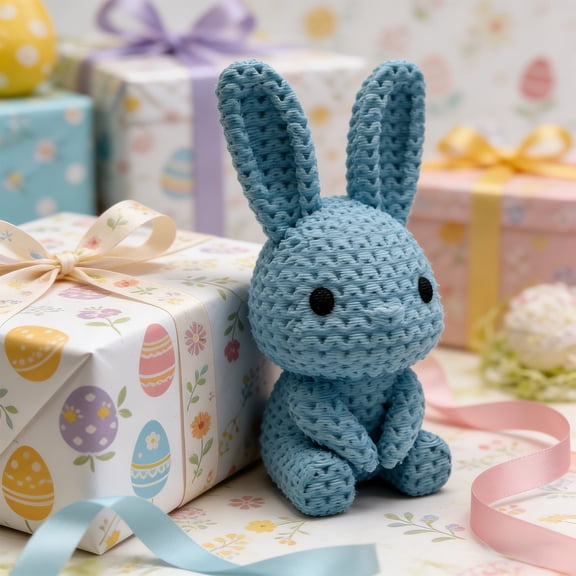 Easter Knitted Rabbits Decoration, Easter Cute Bunny Ornament, Handmade Knit Rabbit, Easter Mother's Day Birthday Gift for Spring Home Farmhouse Decor