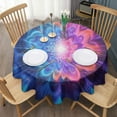 thumbnail image 3 of Colorful Tie Dye Burst Flower Pattern Round Tablecloth 60"x60",Wrinkle Wipeable Table Cloth for Kitchen Dining Room Picnic Patio Party, 3 of 6