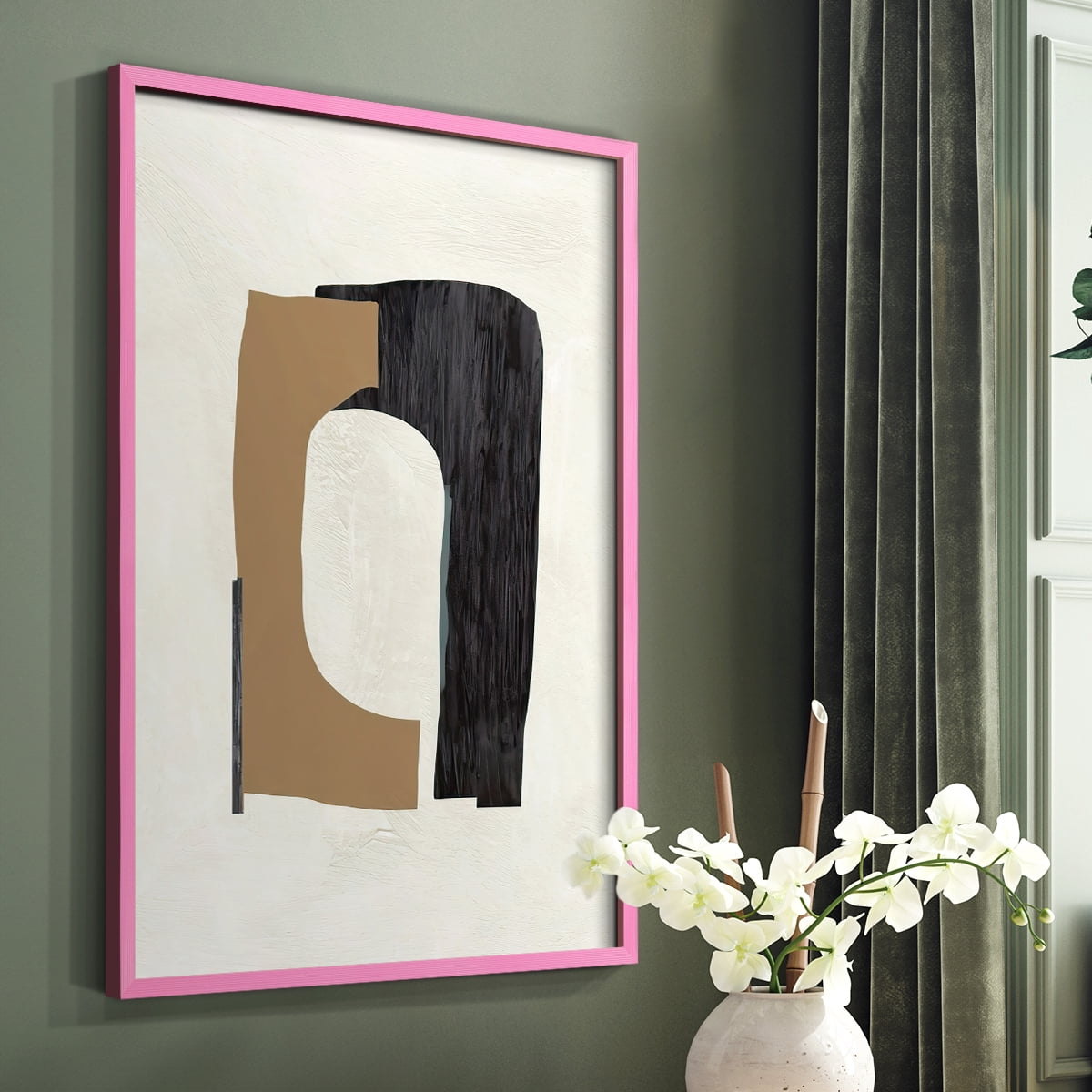 Cardboard Cutouts I Framed Print in Pink Solid Wood Framed Print No Nail Hanging