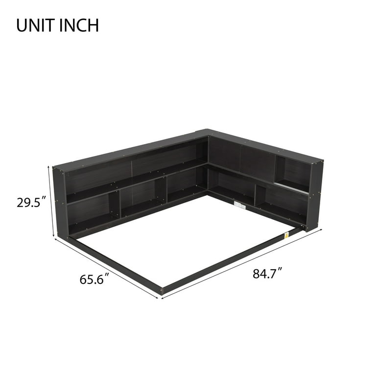 JINS & VICO Pinewood Full Corner Bed with L Shaped Bookcases