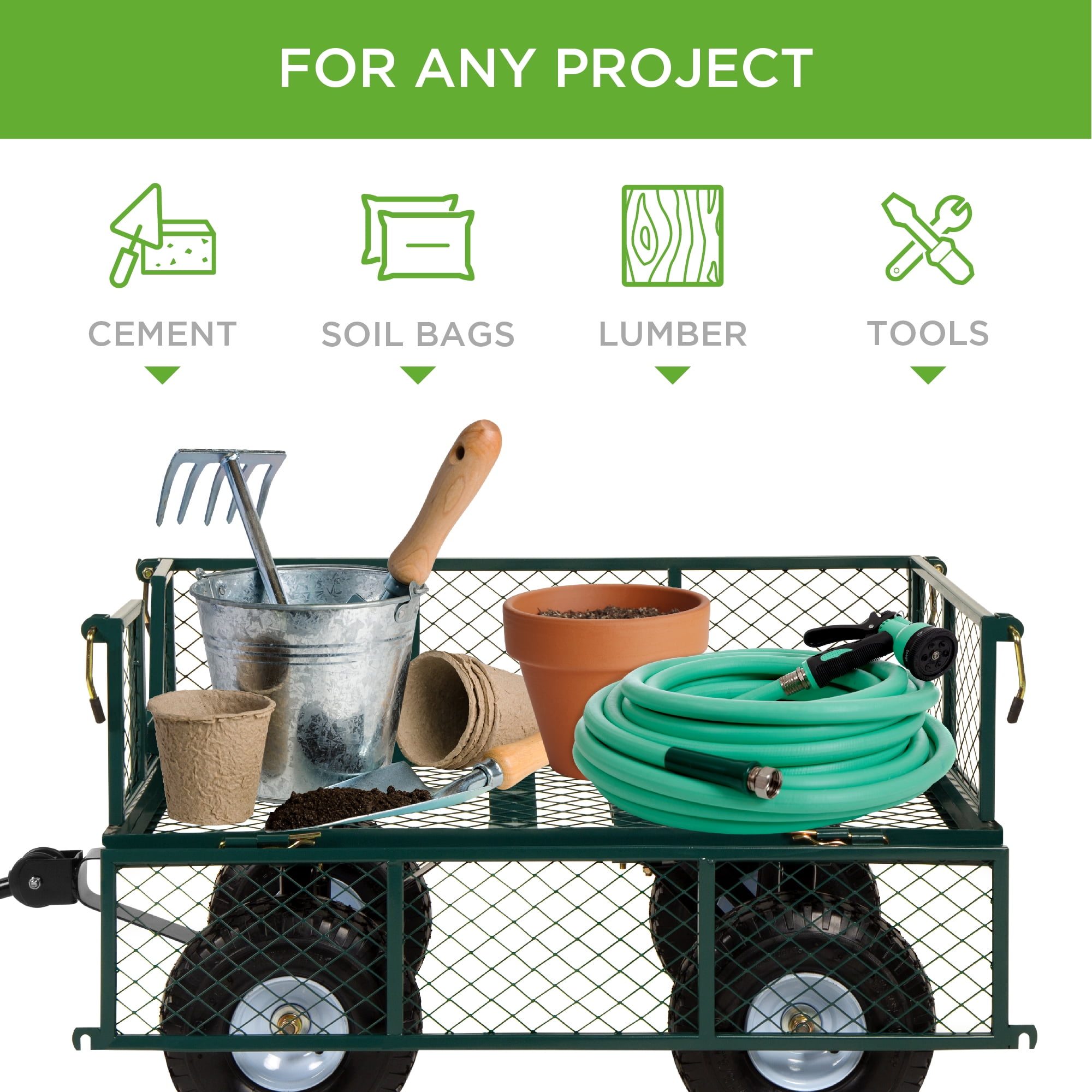 Best Choice Products Heavy-Duty Steel Garden Wagon Lawn Utility Cart w/ 400lb Capacity, Removable Sides, Handle - Green