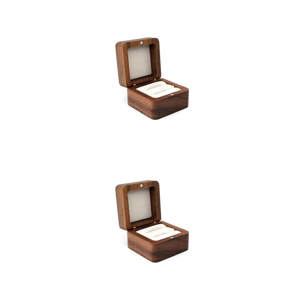 Qarigey Estuche de para joyería, caja de almacenamiento para exhibición de anillos de boda, bolsillo de viaje portátil, soporte de Blanco Ubicación doble 2piezas