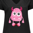 thumbnail image 4 of Inktastic Cute Monster, Pink Monster, Funny Monster, Horns Women's Plus Size V-Neck T-Shirt, 4 of 5