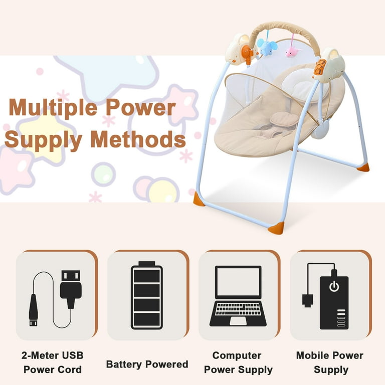 SLLINGLUO Toddler Baby Swing with Music, Toys, and 5-Point Harness