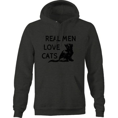 Real Men Love Cats Pet Lover Cat Lover Graphic Hoodies Xlarge Dark Grey