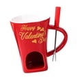 thumbnail image 2 of Taza para fondue de chocolate con tenedor, calentador de queso y mantequillera individual, ideal Rojo, 2 of 9