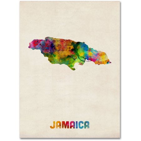 "Carte Aquarelle de la Jamaïque" Art sur Toile par Michael Tom