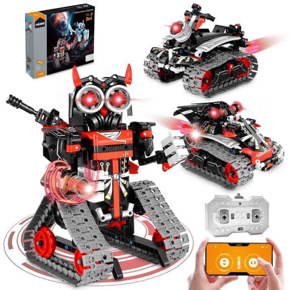 3-in-1 STEM RC Robot Building Kit, 398PCS APP & Remote Control Blocks DIY Engineering Robotics for Kids Age 6 7 8 9 10 11 12 , Educational Learn Toys Gift for Boys & Girls