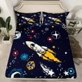 thumbnail image 2 of Manfei Outdoor Spacecraft Bed Sheets,Colorful Graffiti King Sheets,Colorful Stars Print Sheet Set For Boy Teens,Luxury Bedroom Decor,4 Pieces, 2 of 7