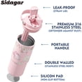 thumbnail image 5 of Sidagar 26 fl oz Stainless Steel Insulated Water Bottle with Handle, Leakproof Straw Lid, Floral Pink, 5 of 10