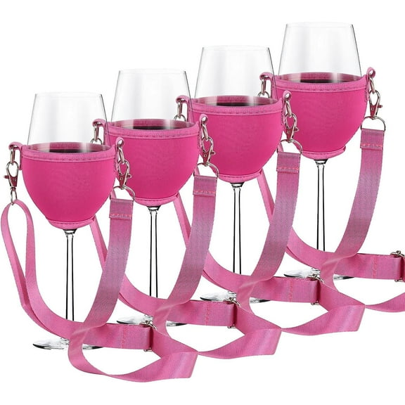 Pack Of 4 Wine Glass Holders For Hanging Wine Glass Holder For Hanging Cup Holder Festival Wine Glass Holder For Christmas Birthday Wedding (pink)