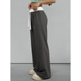 thumbnail image 6 of Women'S Contrast Color Waistband Sweatpants Wide Leg Pants with Drawstring Buckle Dark Gray L, 6 of 8