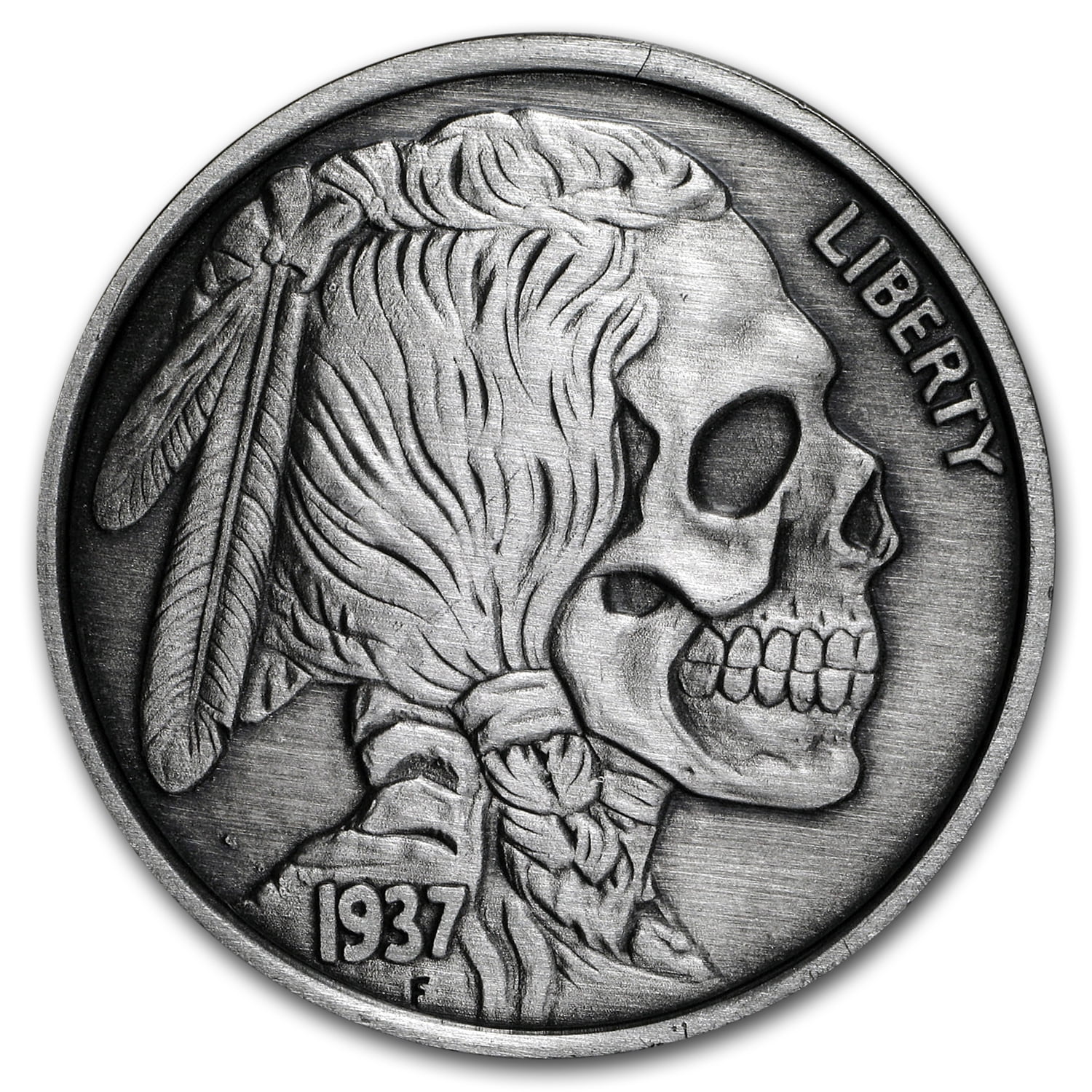 1 oz Silver Antique Round - United Snakes Series (Indian Skull)