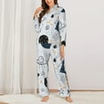 thumbnail image 3 of Wukai Cartoon Planets Print Women's Pajama Set - Soft Long Sleeve Sleepwear for Comfort and Style-Large, 3 of 9
